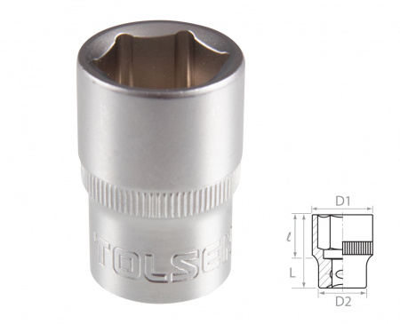 Головка торцевая стандартная шестигранная 1/2", 16 мм TOLSEN TT16516