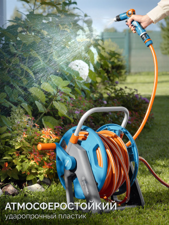 GRINDA HR-60, для шлангов 60м x 1/2″ и 30м х 3/4″, стальные опоры, пластиковый барабан, катушка для шлангов ProLine (428451)