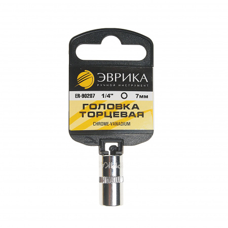 Головка торцевая  7мм 1/4" 6-гранная L=30мм (с держателем) ЭВРИКА ER-90207H 1/384