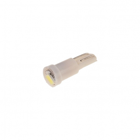 Автолампа T5 (W2*4.6d) 1 SMD 3528  WHITE 6000K 18лм   12V MEGAPOWER /10 /100