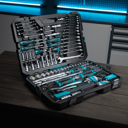 Набор инструментов, 1/4", 1/2", CrV, 120 зубьев, 115 предметов Gross Набор инструментов, 1/4", 1/2", CrV, 120 зубьев, 115 предметов Gross