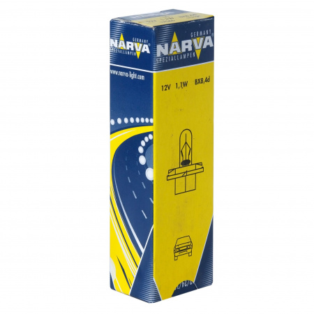 Автолампа BAX1.1W с оранжевым патроном (BX8.4d) 12V NARVA /10/200