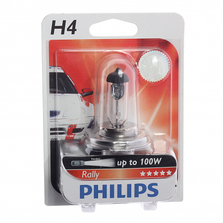 Автолампа H4 (100/90) P43t-38 RALLY (блистер) 12V PHILIPS 1/10/100