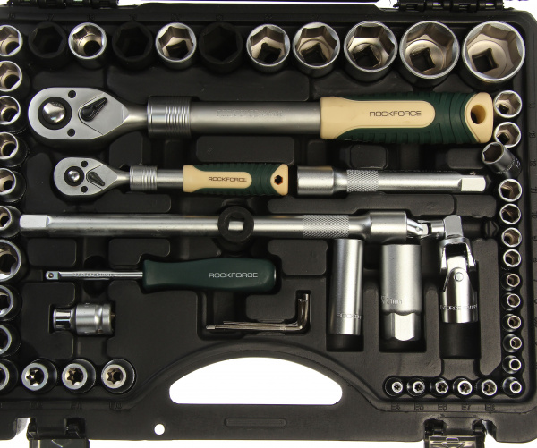 Набор торцевых головок и вставок RF-41082-5LEURO: 1/2" & 1/4"DR 6-гранных с телескопическими трещотками 108пр. ROCKFORCE /1/2 Набор торцевых головок и вставок RF-41082-5LEURO: 1/2" & 1/4"DR 6-гранных с телескопическими трещотками 108пр. ROCKFORCE /1/2