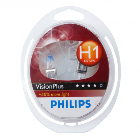 Автолампа H1 (55) P14.5s+60% VisionPlus (2шт) 12V PHILIPS /1/5 HIT