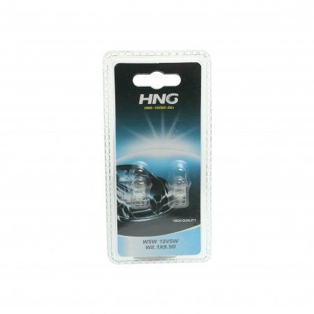 Автолампа W5W (W2.1x9.5d) (блистер, 2шт)  12V HNG /1/100