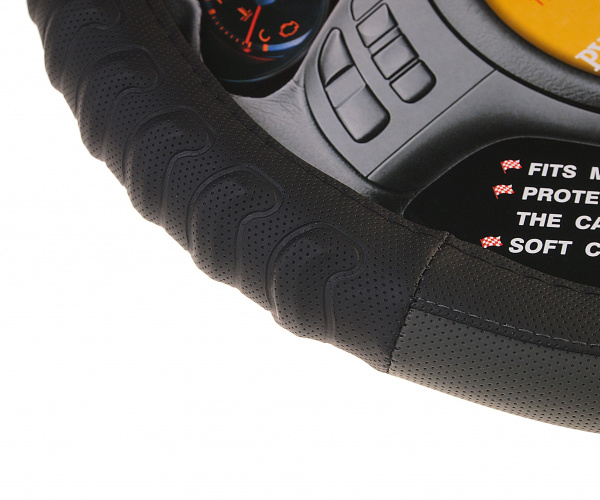 Оплетка руля MIS-LT13A (M) BLACK/GREY кожа MISTAR /1/25