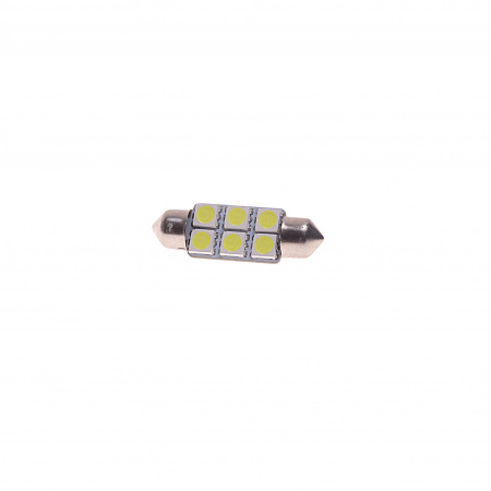 Автолампа C10W (SV8,5) 6 SMD 5050 WHITE 6000K 36мм 120лм   12V MEGAPOWER /10 /100