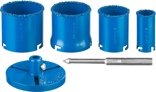 ЗУБР 6 шт, 33, 53, 67, 73 мм, карбид вольфрама, набор кольцевых коронок, Профессионал (33350-H6)