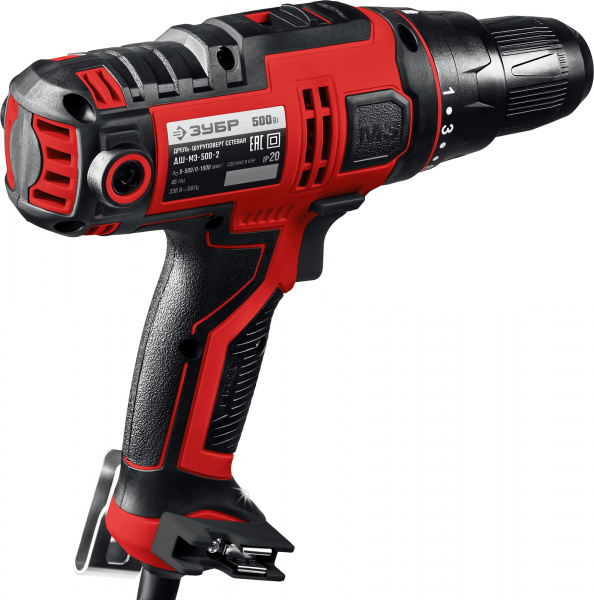 ЗУБР 500 Вт, 45 Н·м, сетевая дрель-шуруповерт (ДШ-М3-500-2)