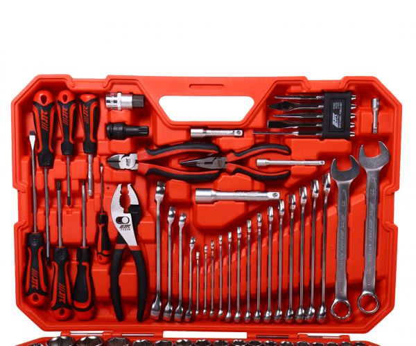 JTC Набор инструментов 166 предметов слесарно-монтажный 1/2", 3/8,1/4" 6-ти гран.в кейсе JTC