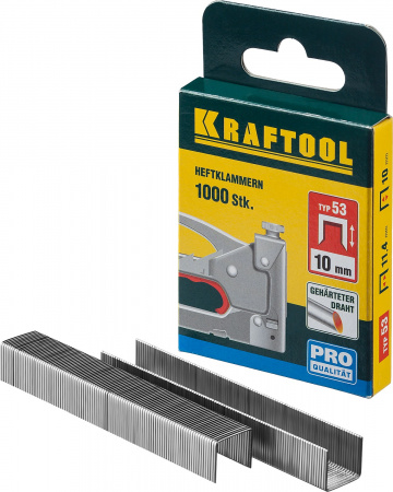 KRAFTOOL тип 53 (A/10/JT21) 10 мм, 1000 шт, калибр 23GA, скобы для степлера (31670-10)