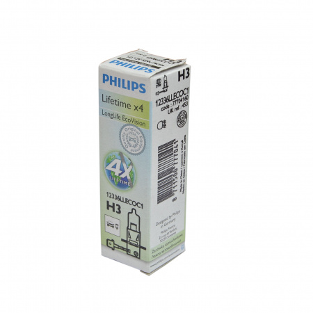 Автолампа H3 (55) PK22s LongLife EcoVision 12V PHILIPS /1/10/100