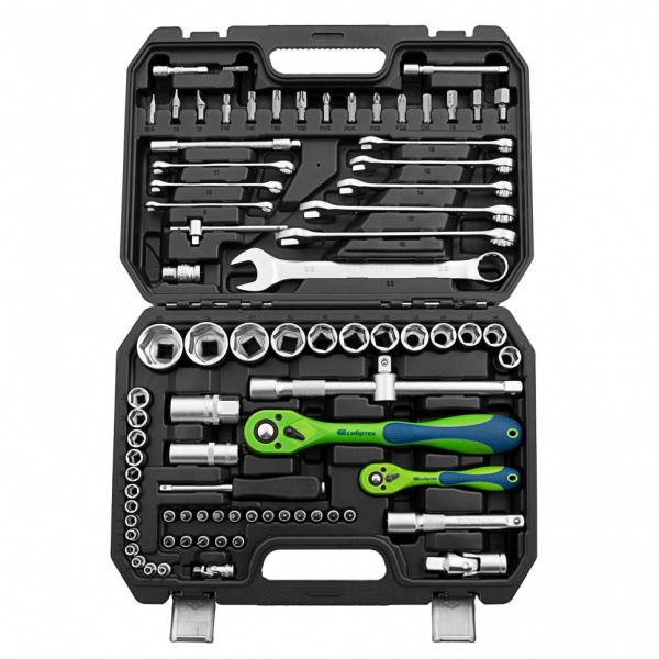 Набор инструментов 82 предмета, CrV, 1/2", 1/4" Сибртех Набор инструментов 82 предмета, CrV, 1/2", 1/4" Сибртех