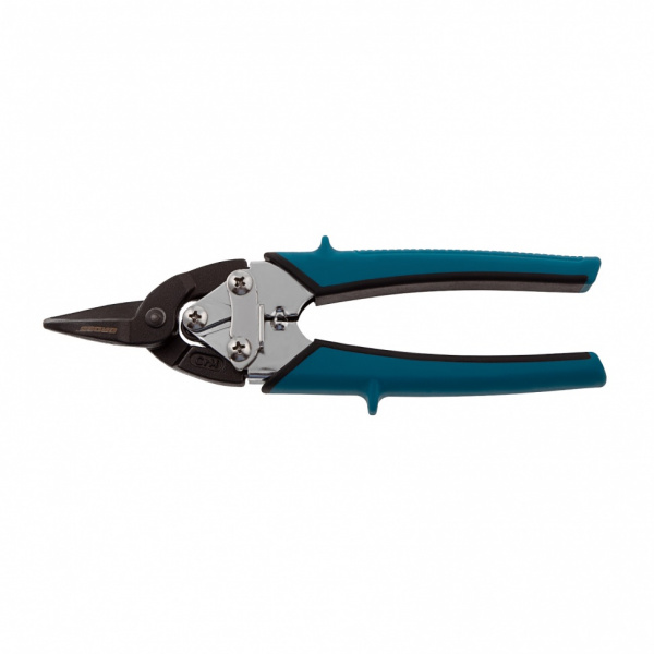 Ножницы по металлу "Piranha", 190 мм, прямой рез, сталь СrM, двухкомпонентные рукоятки Gross