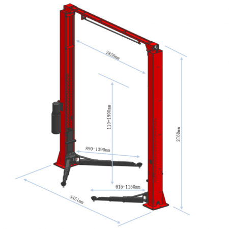 GTE Подъемник электрогидравлический 4т 110-1900мм 2-х стоечный 220В верх.синхрон. (ручн. спуск) GTE
