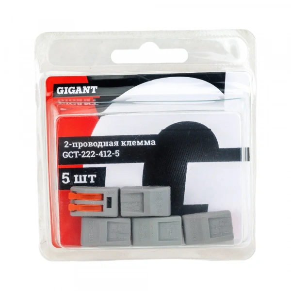 Двухпроводная клемма Gigant 5 шт/уп 0,08-2,5(4)мм² GCT-222-412-5