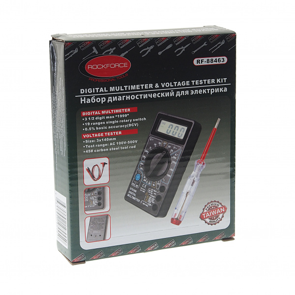 Набор диагностический для электрика (цифровой мультиметр и индикаторная отвертка)  ROCKFORCE /1