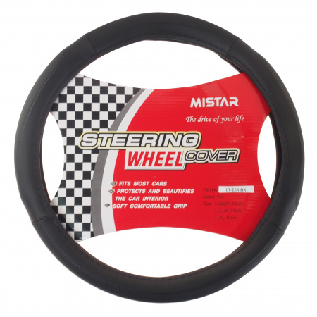 Оплетка руля MIS-LT-22A (M) BLACK кожа MISTAR /1/25