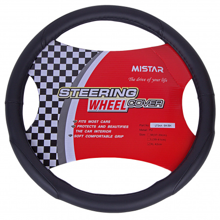 Оплетка руля MIS-LT34A (XL) BLACK кожа MISTAR /1/25
