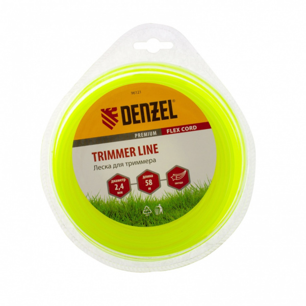 Леска для триммера, звезда 2.4 мм х 58 м, блистер Flex cord Denzel