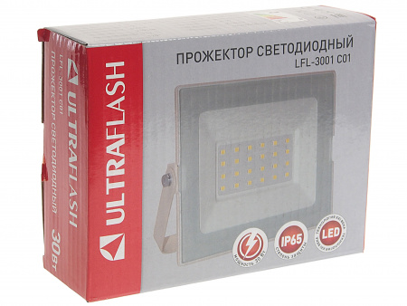 Прожектор UF-FL3001 LED SMD WHITE 30W 6500K 145х110мм 220V ULTRA FLASH /1/20