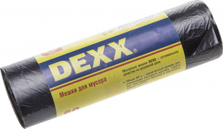 DEXX 60 л, 20 шт, чёрные, мусорные мешки (39150-60)