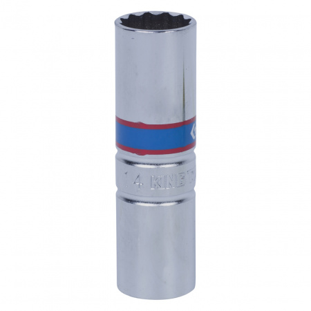 Головка свечная двенадцатигранная 3/8", 14 мм, L = 65 мм, пружинный фиксатор KING TONY 36A014