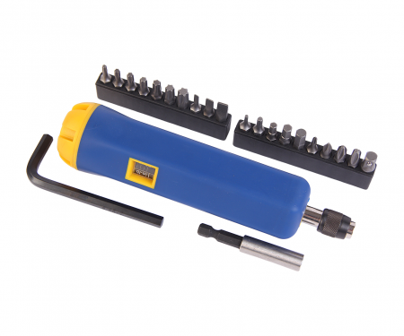 JTC Отвертка динамометрическая 1/4" с набором бит и адаптеров в кейсе JTC