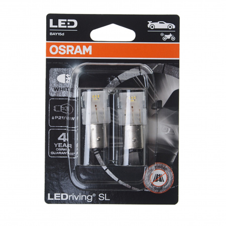 Автолампа P21/5W (BAY15d) LED  (блистер, 2шт) 6000К 12V OSRAM 1/10