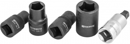 PBCSS5 Набор головок торцевых и насадки со вставкой-битой с пятигранным профилем для обслуживания тормозных механизмов 1/2"DR, 5 предметов PBCSS5 Набор головок торцевых и насадки со вставкой-битой с пятигранным профилем для обслуживания тормозных механизмов 1/2"DR, 5 предметов