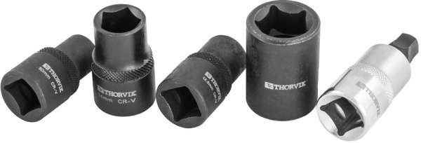 PBCSS5 Набор головок торцевых и насадки со вставкой-битой с пятигранным профилем для обслуживания тормозных механизмов 1/2"DR, 5 предметов PBCSS5 Набор головок торцевых и насадки со вставкой-битой с пятигранным профилем для обслуживания тормозных механизмов 1/2"DR, 5 предметов