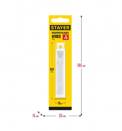STAYER 100 мм, 5 шт, сменное лезвие для скребка 08515 (08515-S5)