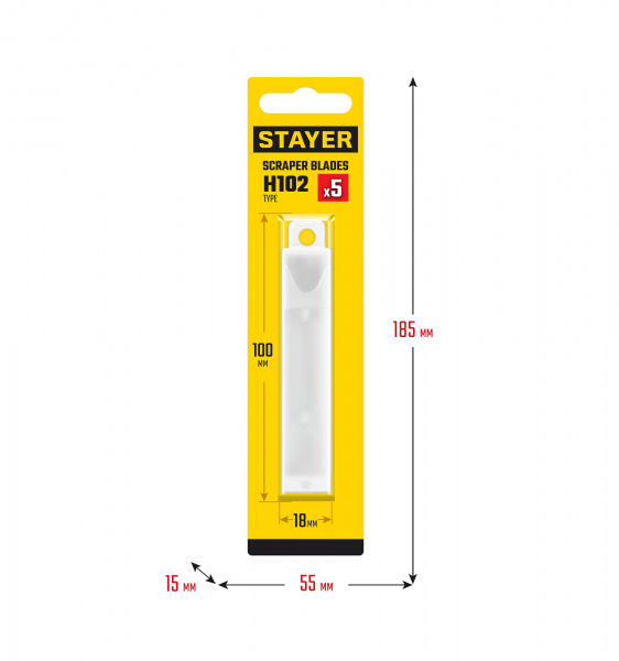 STAYER 100 мм, 5 шт, сменное лезвие для скребка 08515 (08515-S5)
