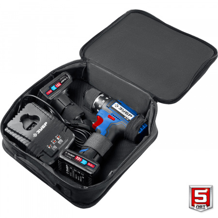 ЗУБР 12 В, 40 Н·м, 2 АКБ тип Т7 (4 А·ч), дрель-шуруповерт, сумка, Профессионал (DL-121-42)