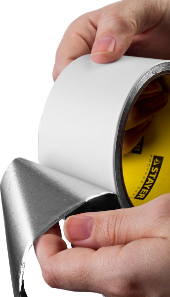 STAYER ProTape, 50 мм, 25 м, до 120 °С, самоклеящаяся алюминиевая лента, Professional (12268-50-25)