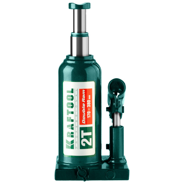 KRAFTOOL DOUBLE RAM, 2 т, 170 - 380 мм, с увеличенным подъемом, двухштоковый бутылочный домкрат (43463-2) KRAFTOOL DOUBLE RAM, 2 т, 170 - 380 мм, с увеличенным подъемом, двухштоковый бутылочный домкрат (43463-2)