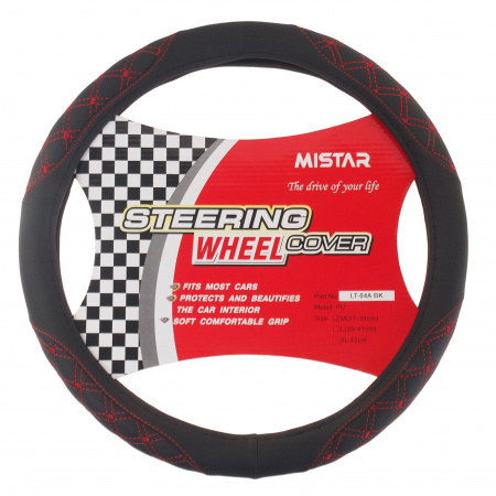 Оплетка руля MIS-LT04A (M) BLACK кожа MISTAR /1/25
