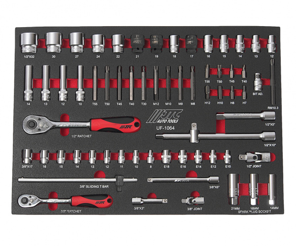 JTC Набор инструментов 63 предметов слесарно-монтажный (1-ая секция) в ложементе JTC JTC Набор инструментов 63 предметов слесарно-монтажный (1-ая секция) в ложементе JTC