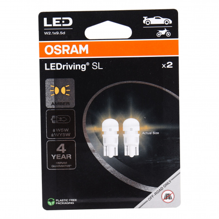 Автолампа W5W (W2.1x9.5d) LED (блистер,2шт) YELLOW 12V OSRAM 1/10