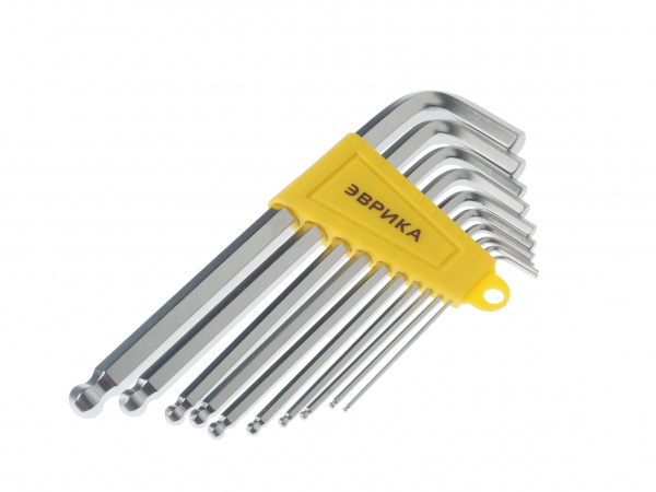 Набор ключей шестигранных ER-15101LB:Г-образных удлиненных с шаром 1.5-10мм 10пр. ЭВРИКА /1/12/60 Набор ключей шестигранных ER-15101LB:Г-образных удлиненных с шаром 1.5-10мм 10пр. ЭВРИКА /1/12/60
