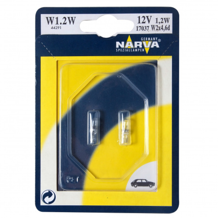 Автолампа W1.2W (W2*4.6d) (блистер, 2шт) 12V NARVA /1/10