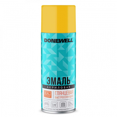 Эмаль аэроз. акриловая желтая глянцевая RAL1018 520мл Donewell DW-A1018 (12)