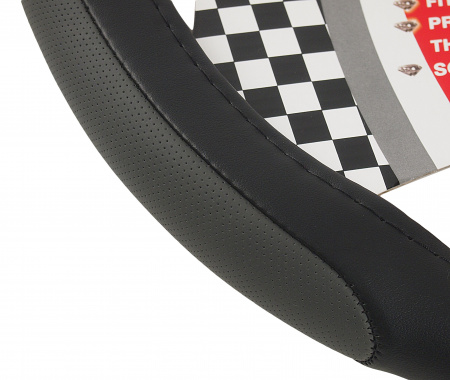 Оплетка руля MIS-LT-22A (M) BLACK/GREY кожа MISTAR /1/25