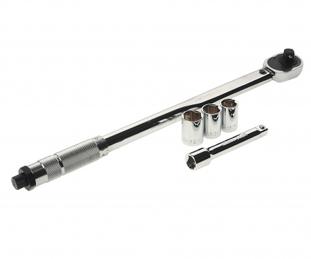 Ключ динамометрический RF-6474470A: 1/2 DR (40-210Nm) щелчкового типа в наборе с головками и удлинителем ROCKFORCE /1/8