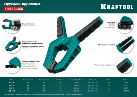 KRAFTOOL SC-10, 100 х 100 мм, пружинная струбцина (32227-10)
