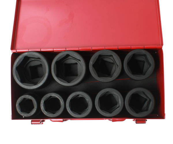 JTC Набор головок торцевых 1" 6-ти гранных 27-50мм ударных 9 предметов в кейсе JTC