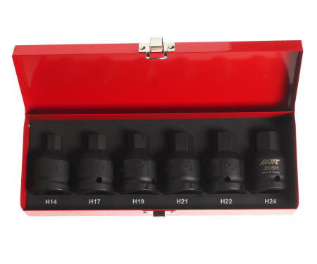 JTC Набор головок торцевых 3/4" HEX (H14-H24) ударных L=61мм 6 предметов в кейсе JTC