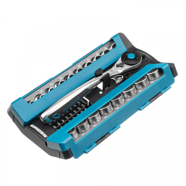 Набор торцевых головок, трещотка 120 зубьев, 1/2",3/8”, CrV, 36 предметов Gross Набор торцевых головок, трещотка 120 зубьев, 1/2",3/8”, CrV, 36 предметов Gross