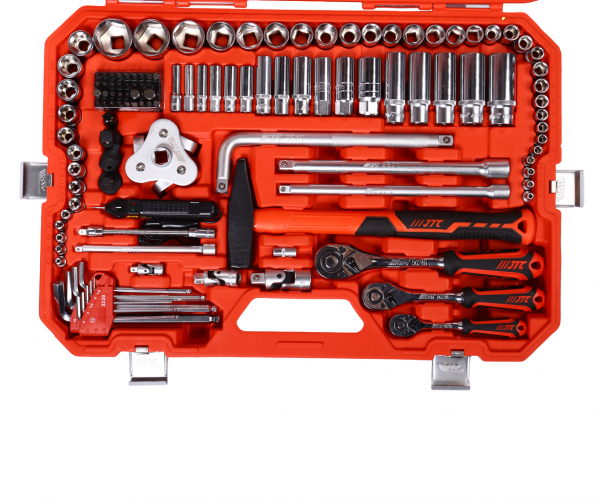 JTC Набор инструментов 166 предметов слесарно-монтажный 1/2", 3/8,1/4" 6-ти гран.в кейсе JTC